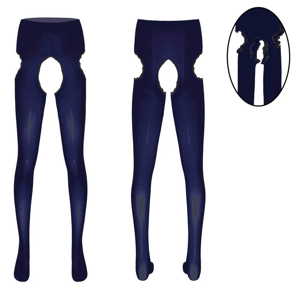 Pánské krajkové punčochové kalhoty s otevřeným rozkrokem dlouhé kalhoty legíny