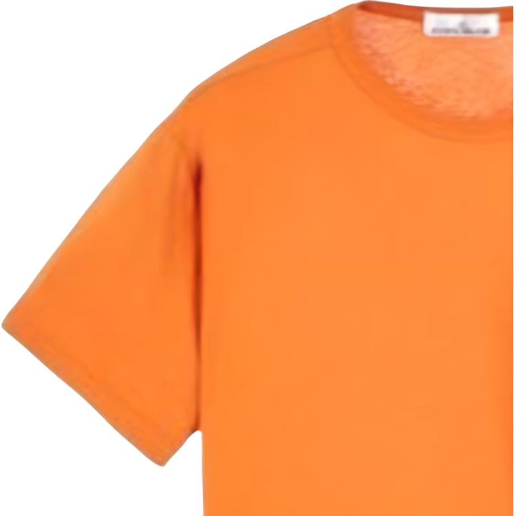 Stone Island Knitted Ribbed Crew Neck Short Sleeve T-Shirt Men Tops Orange 781520358-V0073