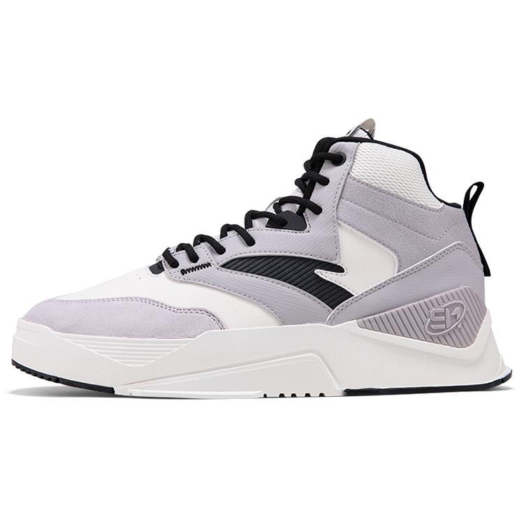 

New Anta High-Top Skateboard Shoes Men s White Gray Black 912238085-3 44.5
