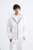 Men's Oversize Basic Zip-Up Hoodie with Pockets - Ecru