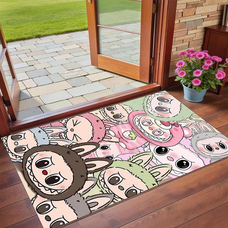 Anti‑Slip Crystal Velvet Floor Rug, Labubu Design Carpet for Indoor Living Bedroom Home Decoration