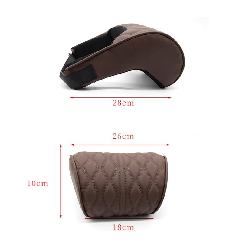 HOT Car Neck Pillow PU Leather Lumbar Waist Support for Seat Memory Backrest Headrest Cushion Auto Gadget Accesorios Interior