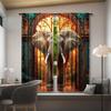 2pcs, 3d Elephant Curtain for Home Decor, Bohemian Rod Pocket Window, for Bedroom, Office, Kitchen, Living Room, And Study