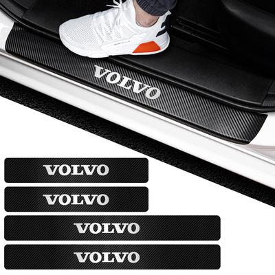 4 Pezzi Adesivi Battitacco in Fibra di Carbonio per Auto Decorazione Protettiva Emblema Auto Per RDESIGN T6 AWD XC60 S80 S60L V40 V60 AWD V90