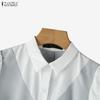 ZANZEA Women Summer Casual Loose Elegant Patchwork Short Sleeve Dress