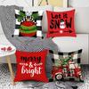 Christmas Pillow Case Decoration Plaid Car Christmas Tree Element Sofa Atmosphere Decorative Waist Cushion