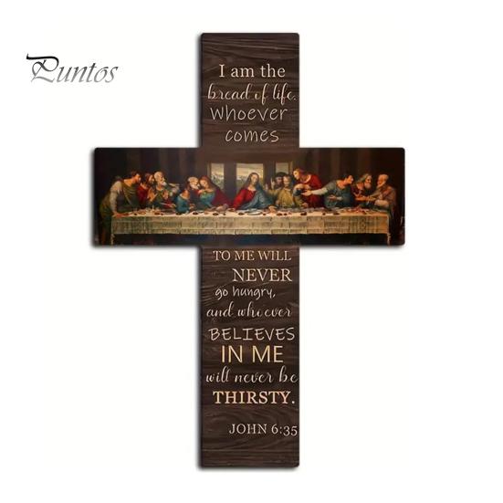 

Пасхальный Тайная Вечеря Настенное украшение Ретро Иисус Картина маслом Настенный знак Домашний офис Церковь Гостиная Настенное искусство Деревянный крест Орнамент Религиозный кулон A