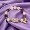 Comfortable Bracelet Blessing Birds with Premium Gift Box, Pink Cherry Blossom Multicolor Beads Elastic Design, Bee Hummingbird Bracelets for