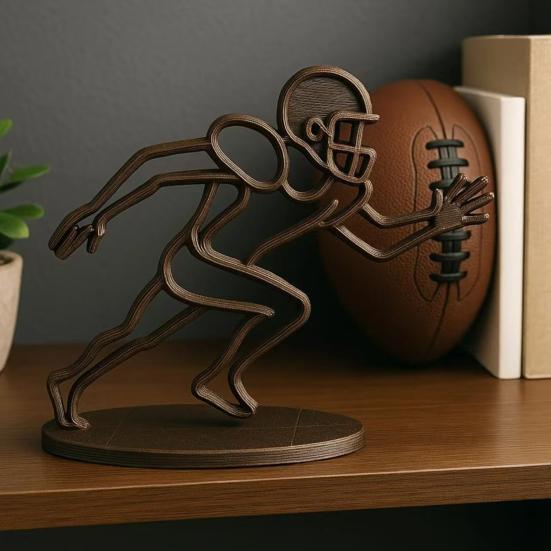 Rugby Player Statue with Round Base Plastic Athlete Table Sign Figurine Sculpture Home Office Desktop Decoration Ornament