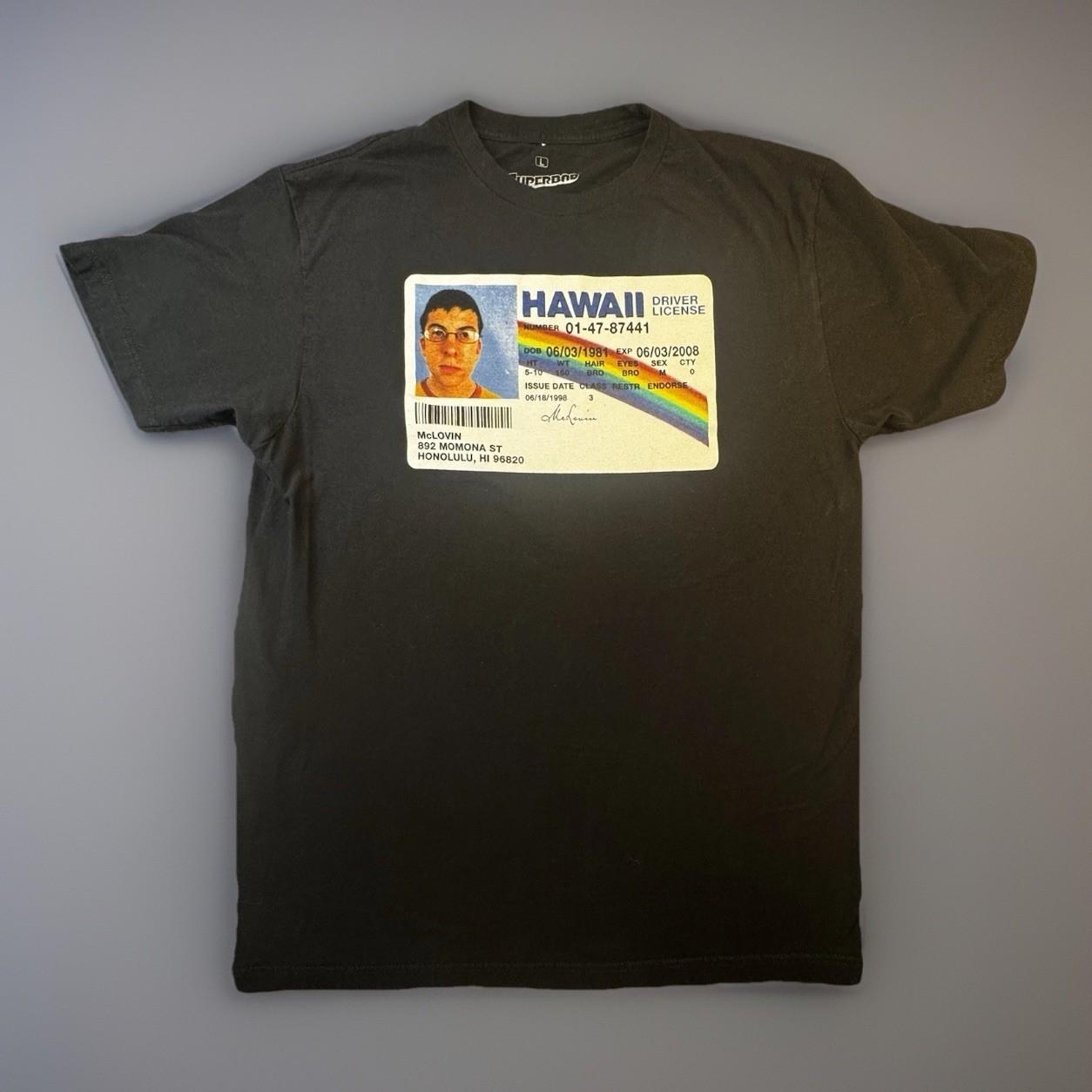 Superbad McLovin Hawaii ID Graphic T Shirt Black Large Movie Tee -631 Unisex T-Shirt XXXL