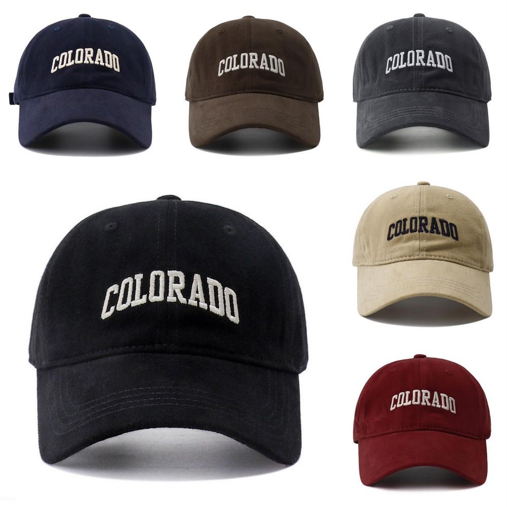 Print Embroidered Baseball Hat Adjustable Sun Protection Visor Cap Outdoor Use Duck Tongue Caps For Women Men Dad Hats Latest Colorado Letter