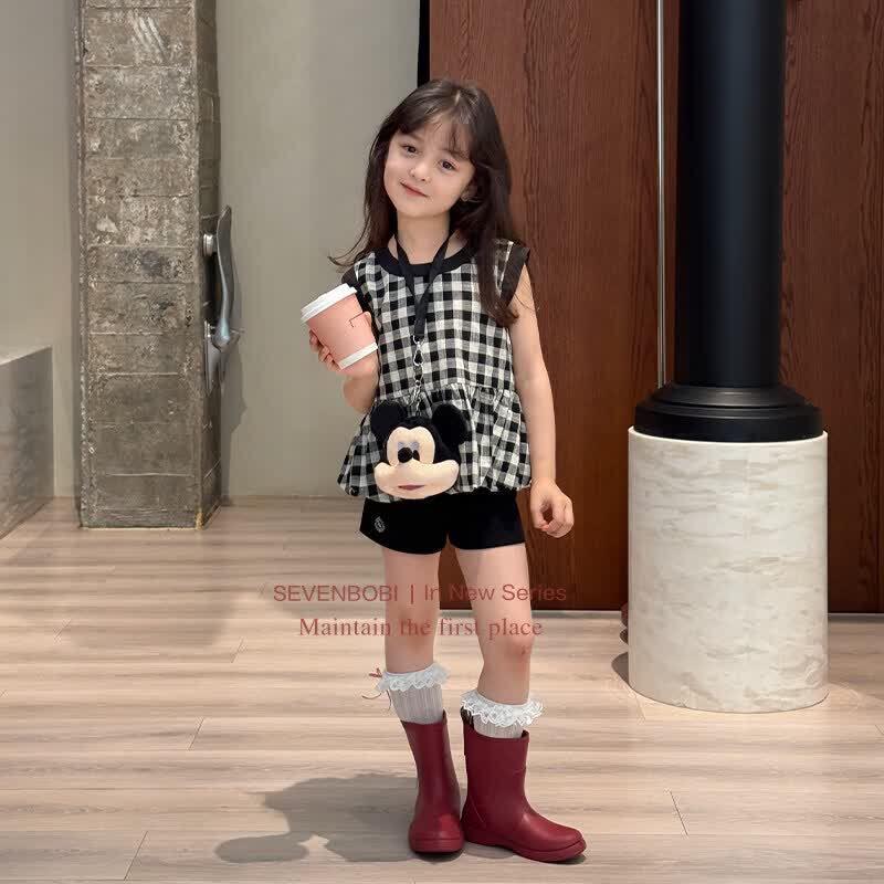 SEVEN BOBI Girls Plaid Sleeveless Vest Top 130 cm