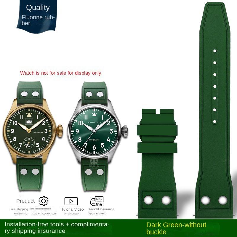 

20 мм 21 мм 22 мм високоякісний гумовий ремінець FKM для IWC Big Pilots Little Prince Mark 18 20 TOP GUN Bracelet Band Watch with Rivet 22mm width