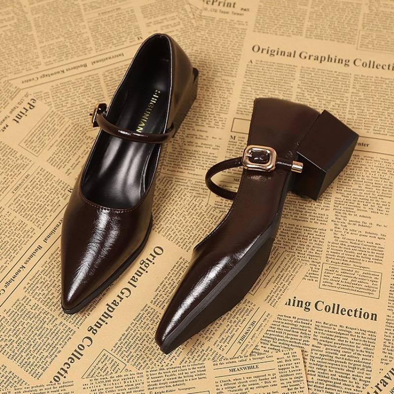 

Fashion Elegant Pointed Toe Women Heels Shoes Chunky Fashion Heeled Sandals Summer 2025 Fashion Party Pumps New Dress Muejr De Sandalias 35 коричневый