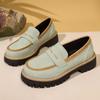 Fashion New fashionable height-increasing spring and autumn loafers, brushed British small leather shoes, thick-soled retro single shoes