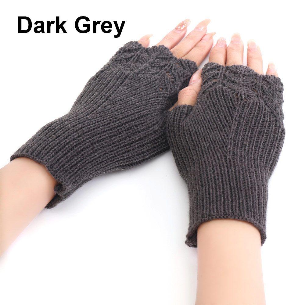 Women Girls Elastic Candy Color Arm Warmers Fingerless  Mittens Thick Warm Knitted Gloves