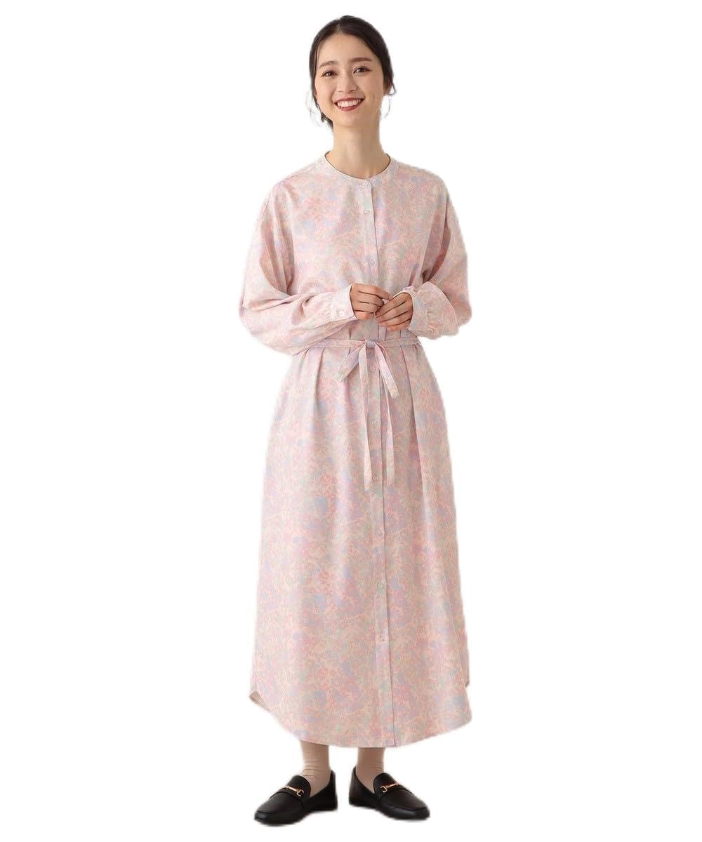 

Afternoon Tea Living JB18 Art Print Band Collar Dress in Pink