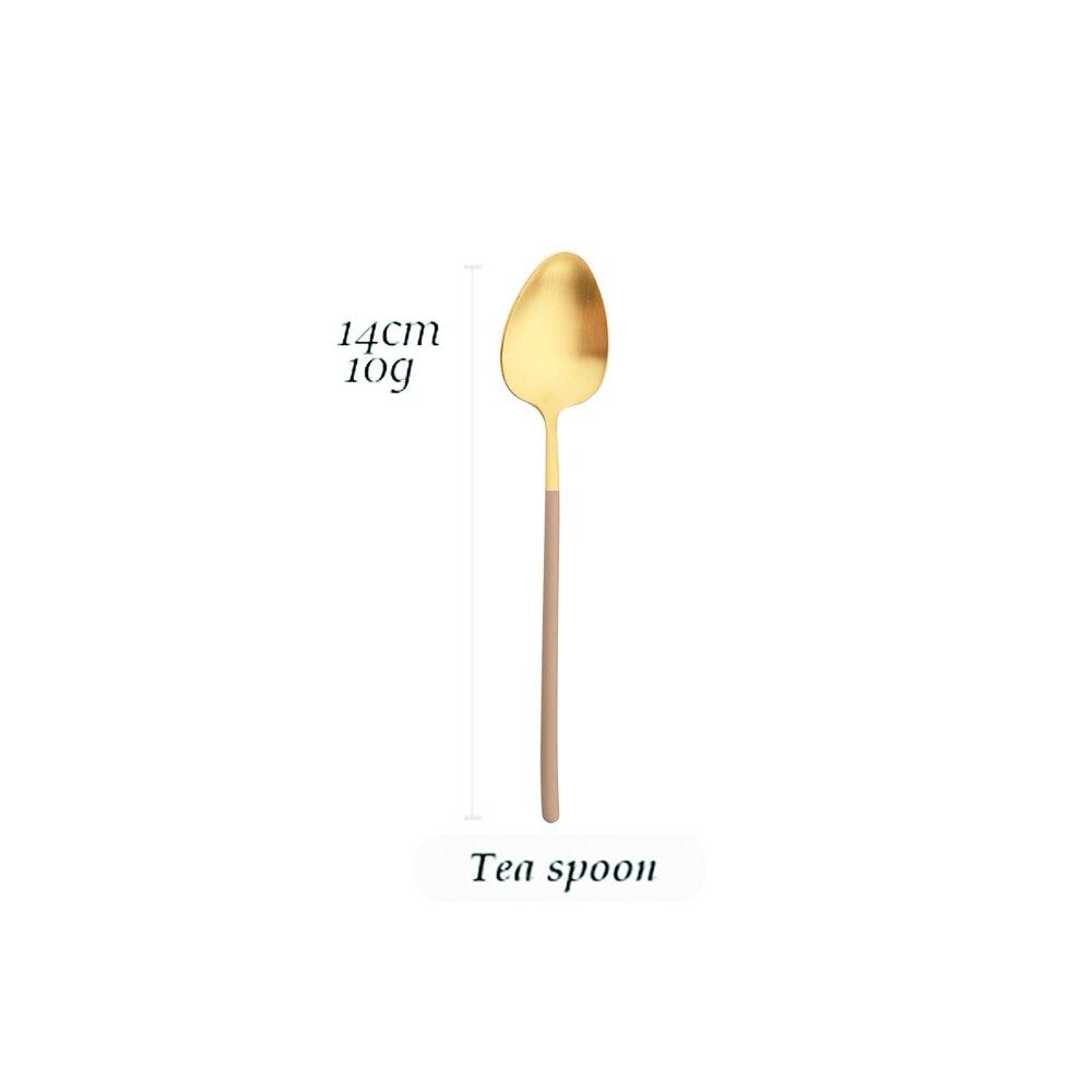 

Набор столовых приборов из коричневого золота, столовое серебро, высококачественные столовые приборы, вилки, ножи, набор ложек для кухонного набора столовой посуды Teaspoon коричневый/золотой