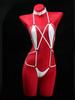 Sexy Hollow Naughty Lingerie Red Bodysuit for Women Exposed Chest Thong Underwear Temptation Erotic Costumes Exotic Nightdress