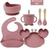 Silicone Dinner Plate Set Baby Children Learning To And Drink Feeding Tableware Baby 6pcs  Crab Compartment Food Bowl