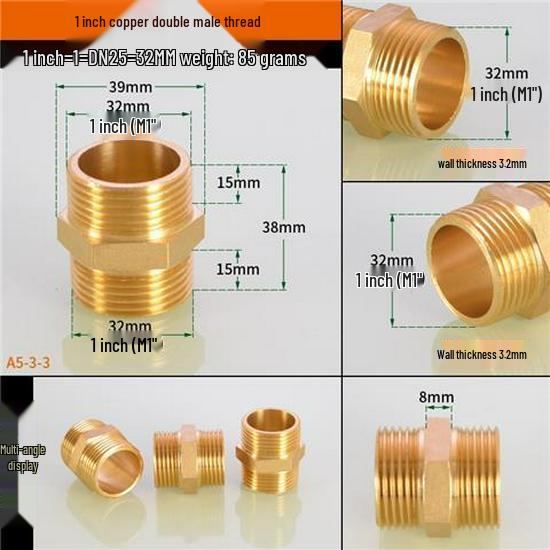 Adaptateur Réducteur Pneumatique Haute Pression pour Tuyau d'Eau avec Filetages Mâles Doubles en Pouces (1/8, 1/4, 3/8, 1/2)