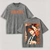 Hayakawa Aki Chainsaw Man T-shirt For Men's Clothing Anime Printed Washed Oversized T Shirt Summer Tops