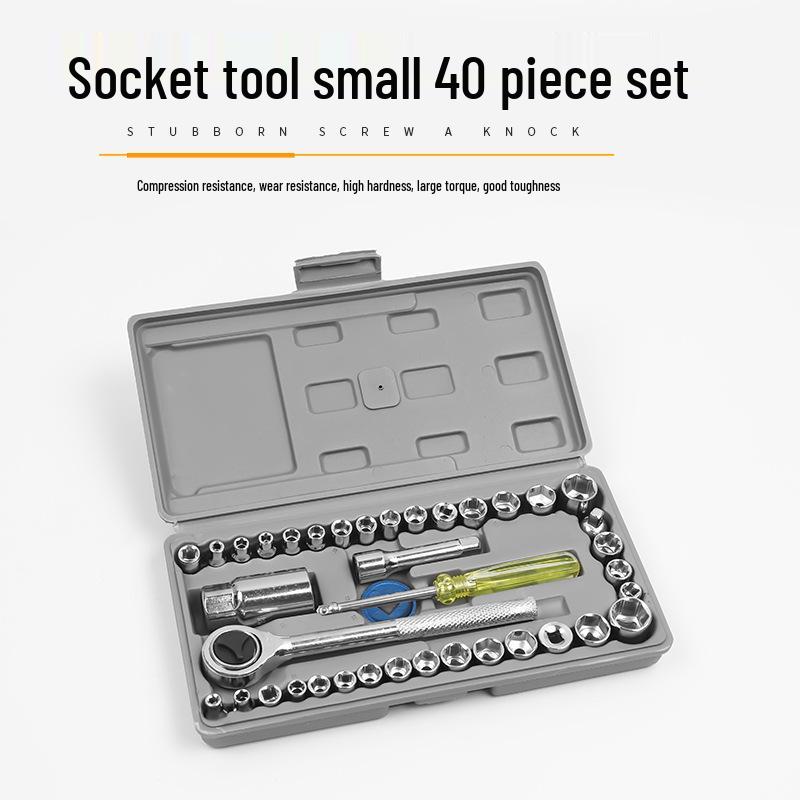 40-Piece Car & Motorcycle Repair Tool Set: Wrenches, Sockets & Ratchet for Home Mechanics