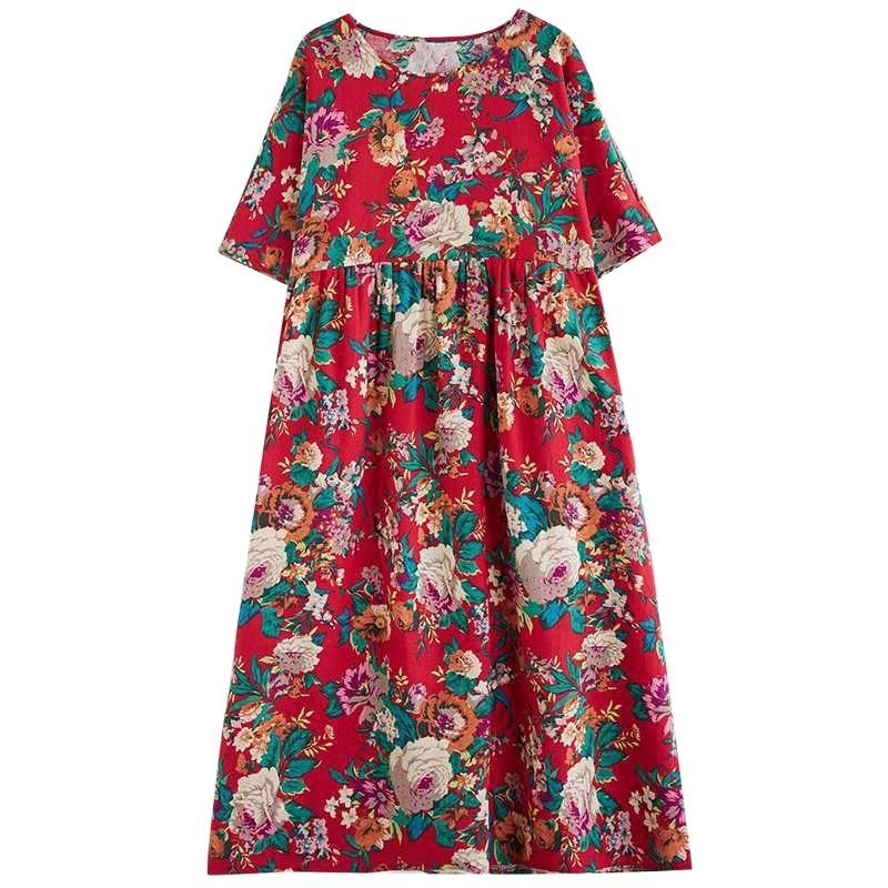 Summer Literary Plus Size Plus Flower Bohemian Skirt