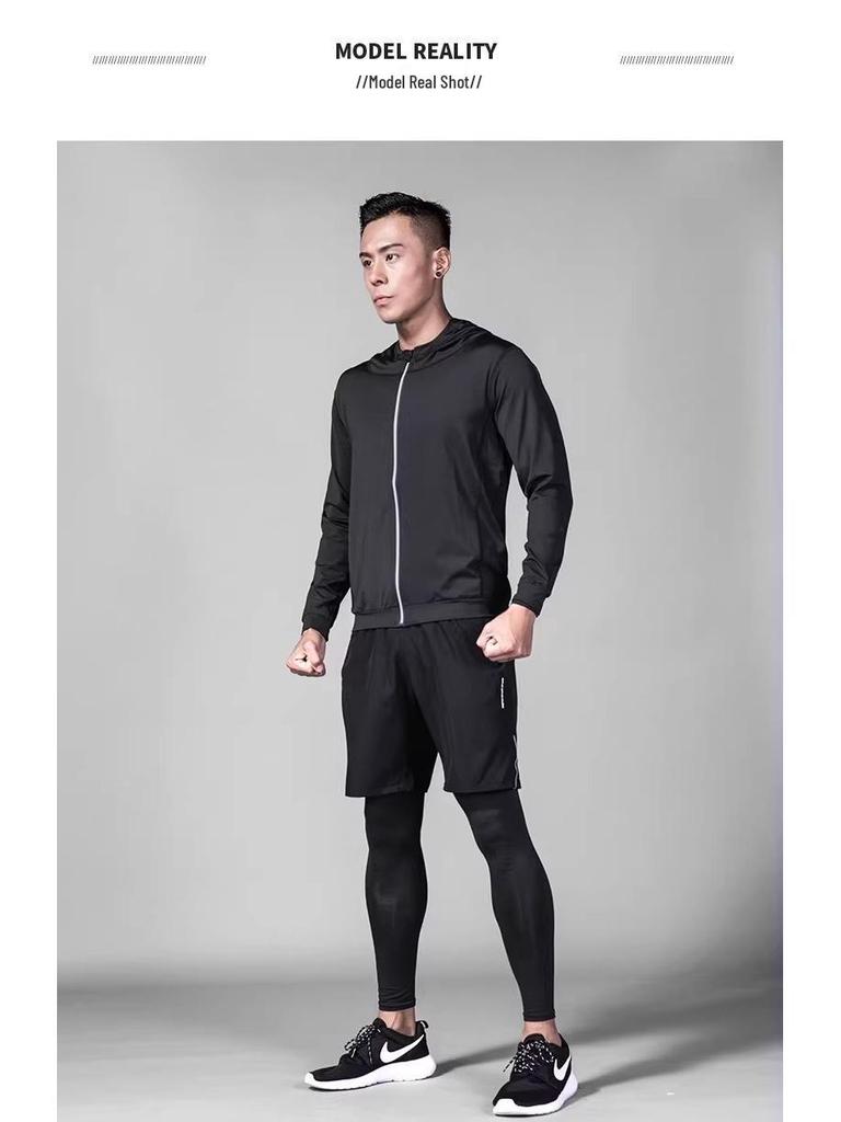 Męska zimowa kurtka do biegania z podszewką polarową, szybkoschnący top sportowy z kapturem na jesień/zimę, do jazdy na rowerze i treningów.