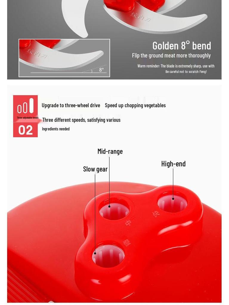 Manual Hand-Crank Meat Grinder & Vegetable Cutter: Kitchen Food Processor for Dumpling Filling & more.