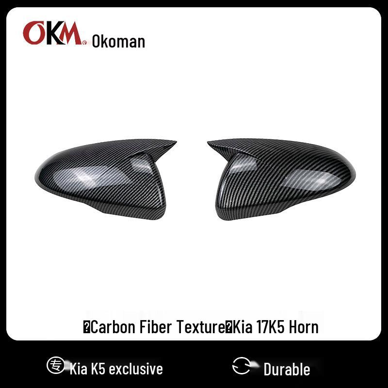 Kia K5 2016-2019 Horn-Shaped Rearview Mirror Shell Cover Glossy Black