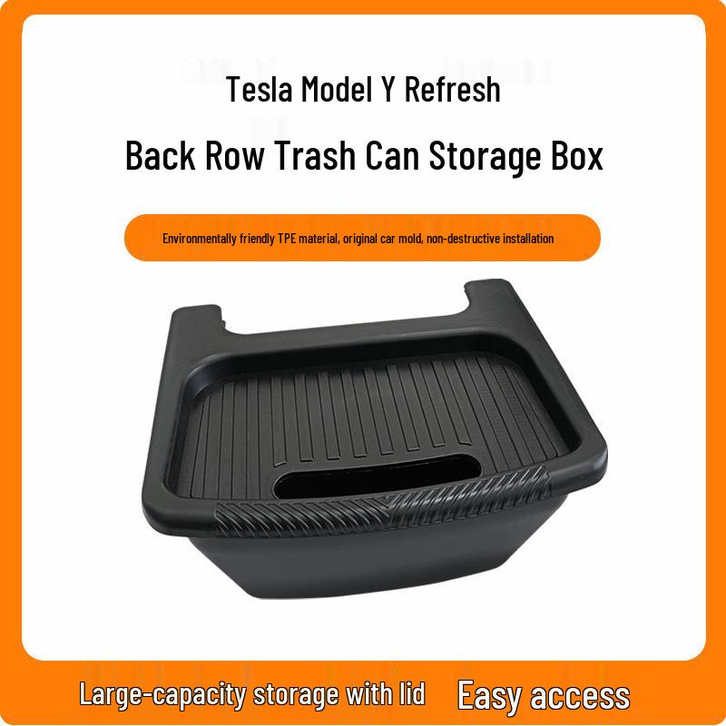 Tesla Model Y Rear Seat Trash Can and Storage Box: Interior Accessory
