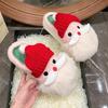 Fashion 2025 Winter New Fashion Santa Claus Design Casual Hairy Cotton Draggers for Women Soft Sole Comfortable Warm Cute Plush Slippers