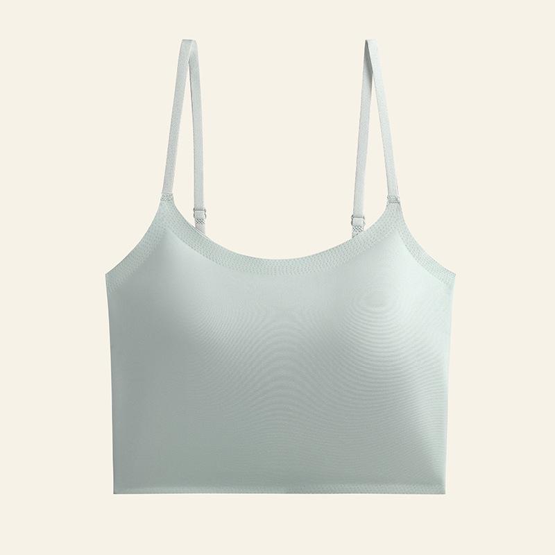 Seamless Ice Silk Spaghetti Strap Tank Top - Women's Slimming One-Piece with Beautiful Back Design