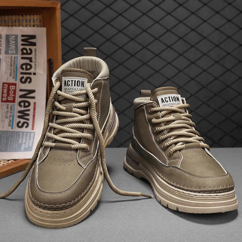 Fashion Fashion Men's Boots High Top Casual Sports Shoes for Men Designer Anti-Slip Ankle Boots Outdoor Thick Sole Men Working Boots New