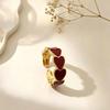 Multicolor Gold-Plated Open Adjustable Heart Ring - Luxury Finger Jewelry
