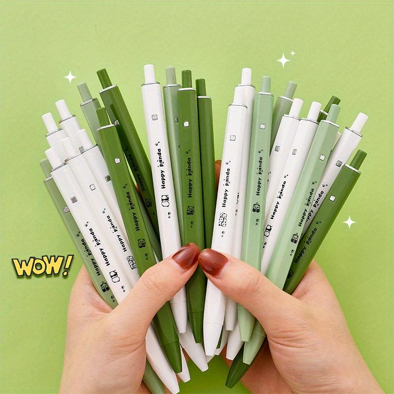 12/ 30 ks Zelené Vzory Pandy Super Roztomilé Zatahovací Pero Odolné Podpisové Pero 0,5 mm Černý Inkoust Vhodné pro Kancelářské Školní Použití Zpět do Školy