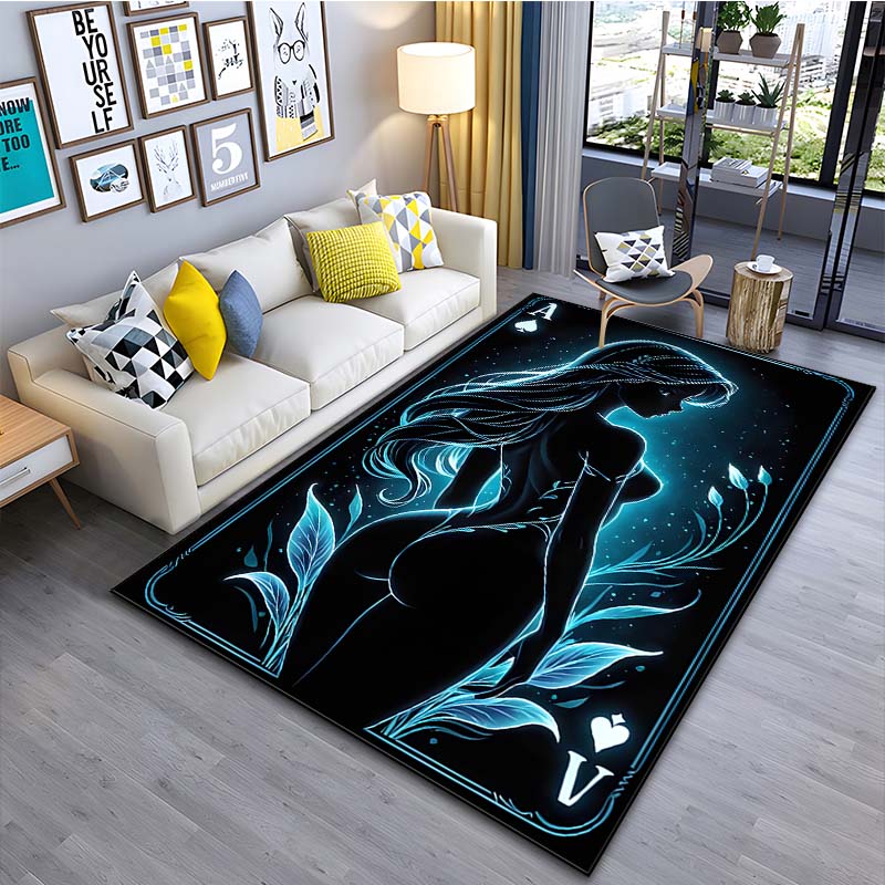 1PC Pretty Girl Cards Printed Carpet for Living Room Bedroom Bedside Bathroom Floor Mat Area Rugged Sofa Mat Home Decor