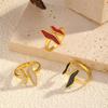 Chenhe jewelry women's high-end sense niche design fashionable non-fading jewelry stainless steel enamel open ring