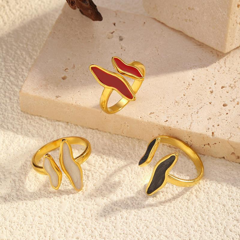 Chenhe jewelry women's high-end sense niche design fashionable non-fading jewelry stainless steel enamel open ring