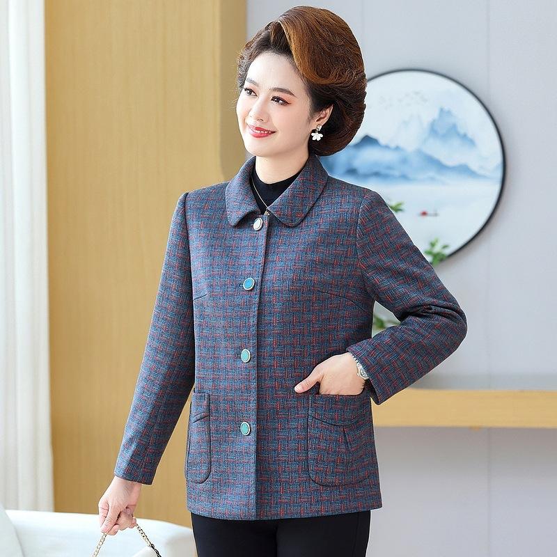 

Женская короткая куртка новая модель среднего возраста и женский пиджак с лацканами 5XL (recommended 145-77.5 kg) синий