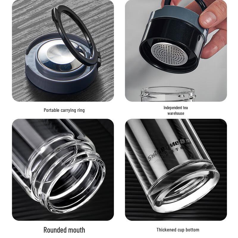 ZISIZ Portable Double-Layer Glass Tea Infuser Bottle