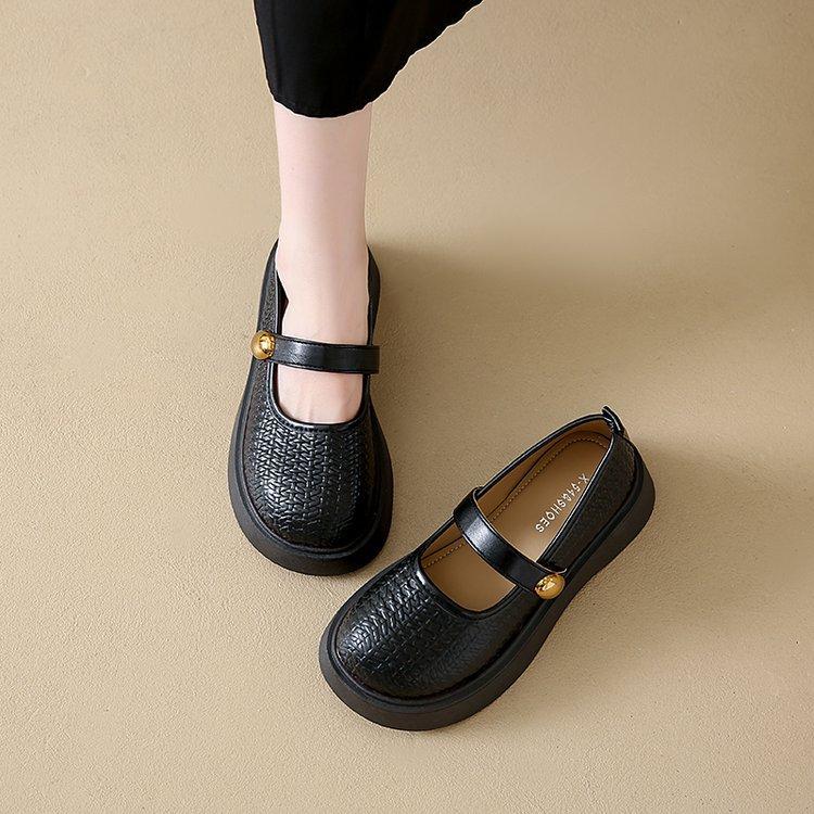 Mary Jane thick-soled heightening little white shoes women's 2025 new versatile one-pedal lazy loafers shallow single shoes women