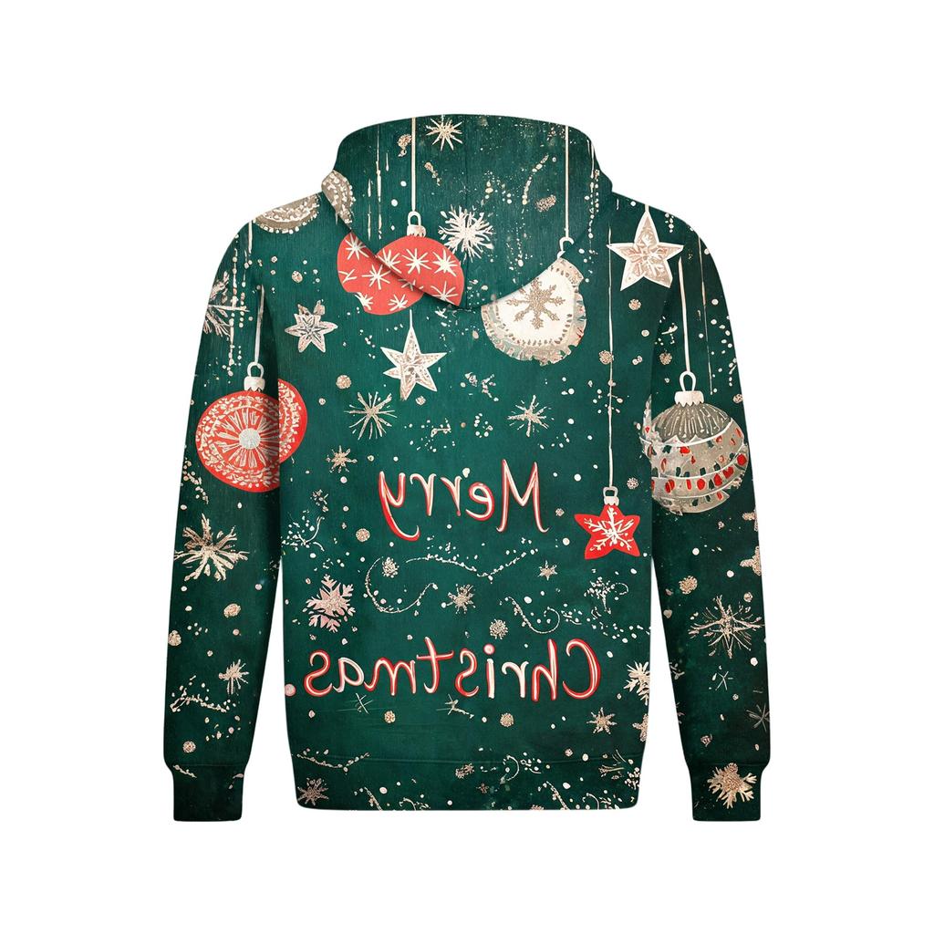 Men's Christmas Print Lined Pullover Hoodie Long Sleeve Sweatshirt