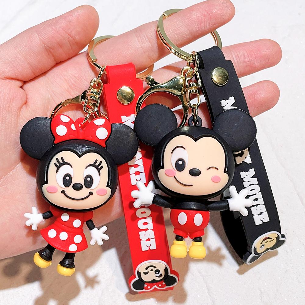 Disney Minnie Mouse Heart Pendant Keychain Mickey Mouse Heart Valentines Day Gift Travel Backpack Accessory Charm