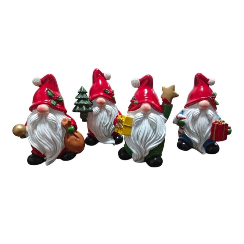 Christmas Santa Statue Resins Gnomes Miniature Figurine For Outdoor Indoor Holiday Tabletop Shelf Decoration Ornament