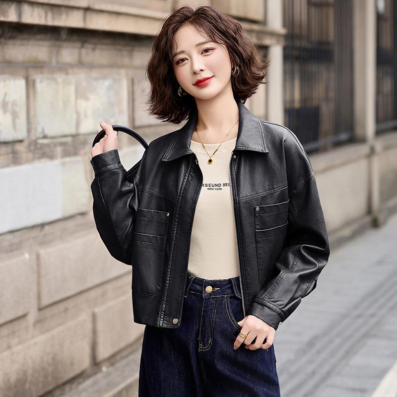 Damen Stilvolle PU-Lederjacke - Frühling/Herbst 2025 Trend mit Reversdesign, Kurze Länge, ZH1171.