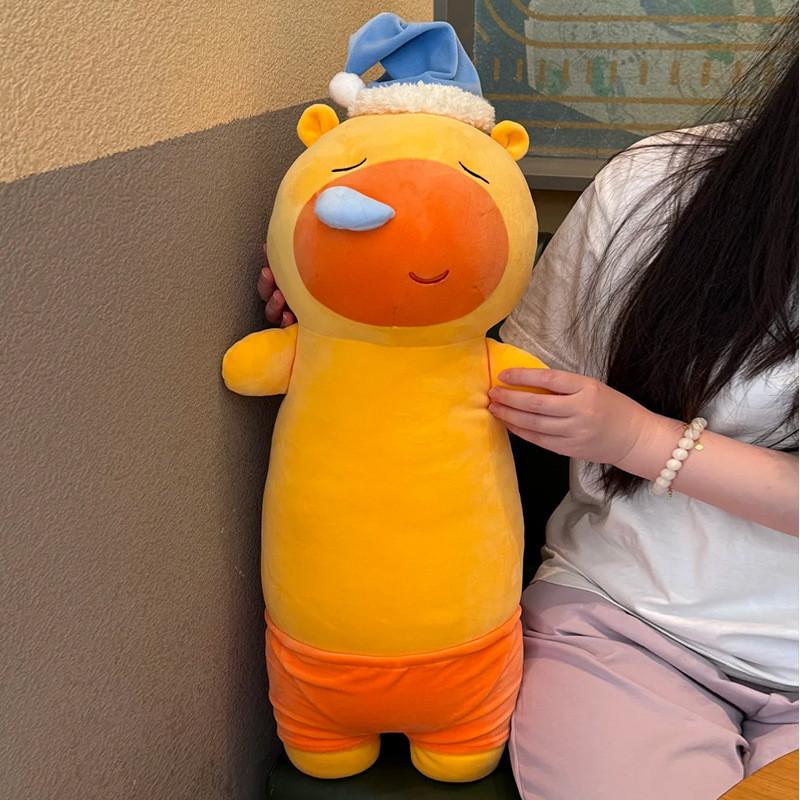 Cute Capybara Lulu Sleeping Long Plush Doll Pillow For Children Toy Companion
