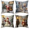 Unique Christmas Snowman Throw Pillow Covers ,Soft Comfy Xmas Floral Flower Pillow Cases Kit, Holiday Velvet Decorative For Couch Sofa Living Room
