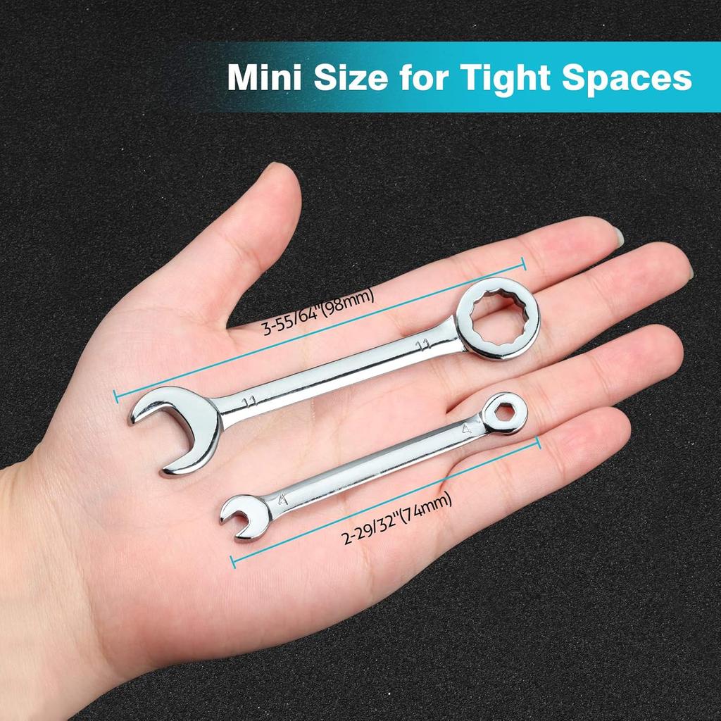 SPEEDWOX 10 Pcs Mini Combination Wrench Set, 4-11mm Open and Box End for Automotive, Industry, Electronics, Mechanic, Home, Hobby - High Carbon Steel
